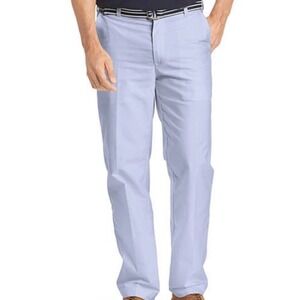 IZOD Newport Oxford Straight Fit Wrinkle Free Mens Light Blue Chinos Pants Belt